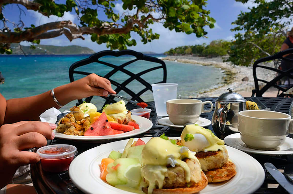 Eating at Miss Lucy's in Coral Bay
