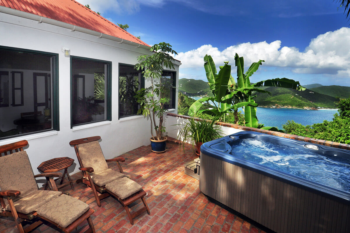 Windwardside Main House Deck, Hot Tub and View