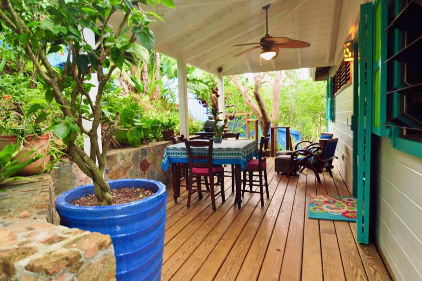 Dine outside on the covered patio