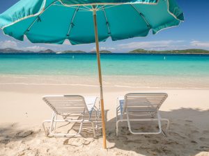 Shade umbrellas Honeymoon Beach, St John VI